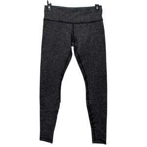 Lululemon Wunder Under Leggings Black Grey Heather Herringbone Size 6